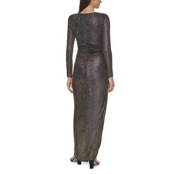 Vince Camuto Gold Black Shimmer Dress Size 12 Petite NWT - Picture 3 of 8